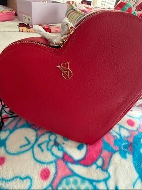 Victoria's Secret Red Heart Crossbody Bag with Gold Logo